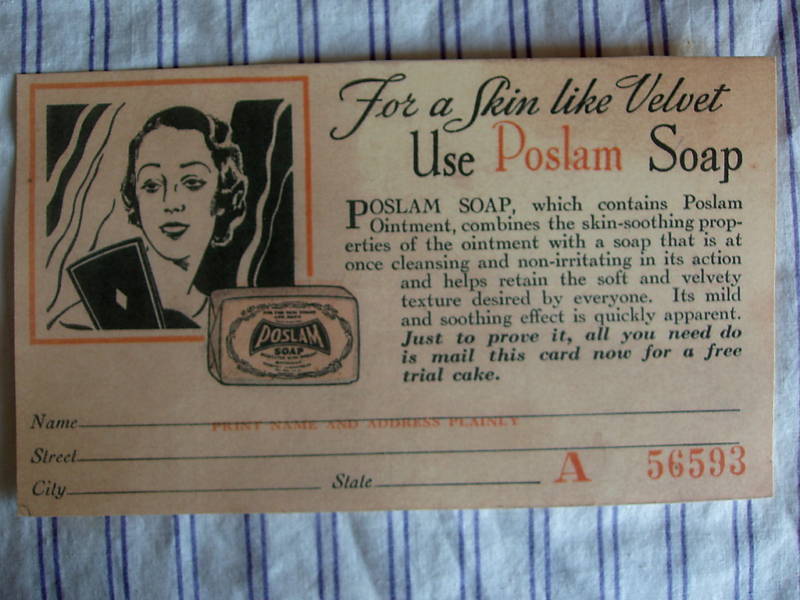 Vint 1935 Advertising Grocery Sign POSLAM SOAP