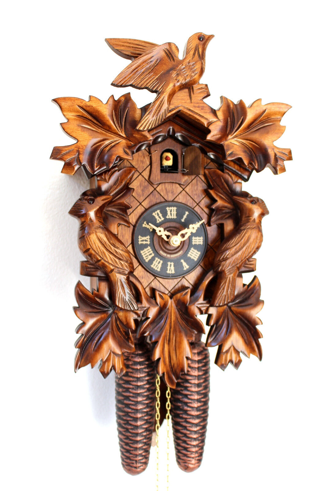 cuckoo clock black forest 8 day original german wood carving mechanical new