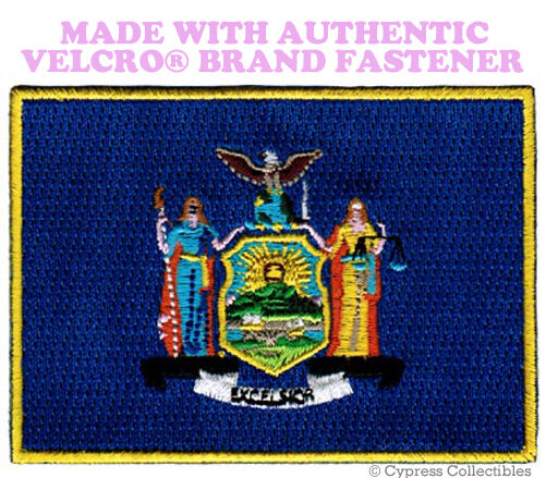 NEW YORK STATE FLAG PATCH EMBROIDERED SYMBOL APPLIQUE w/ VELCRO® Brand Fastener