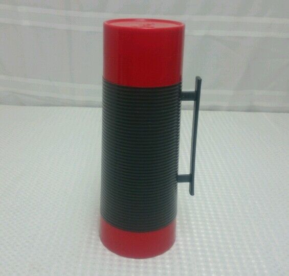 Vintage Aladdin Thermos Red & Gray Vacuum Bottle 1Qt 