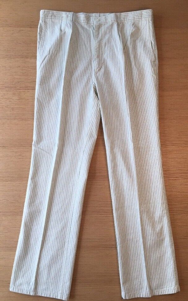 1980s Pleated Striped Eddie Bauer Men\'s Pants 40 x 33 USA NOS Blue/White 4
