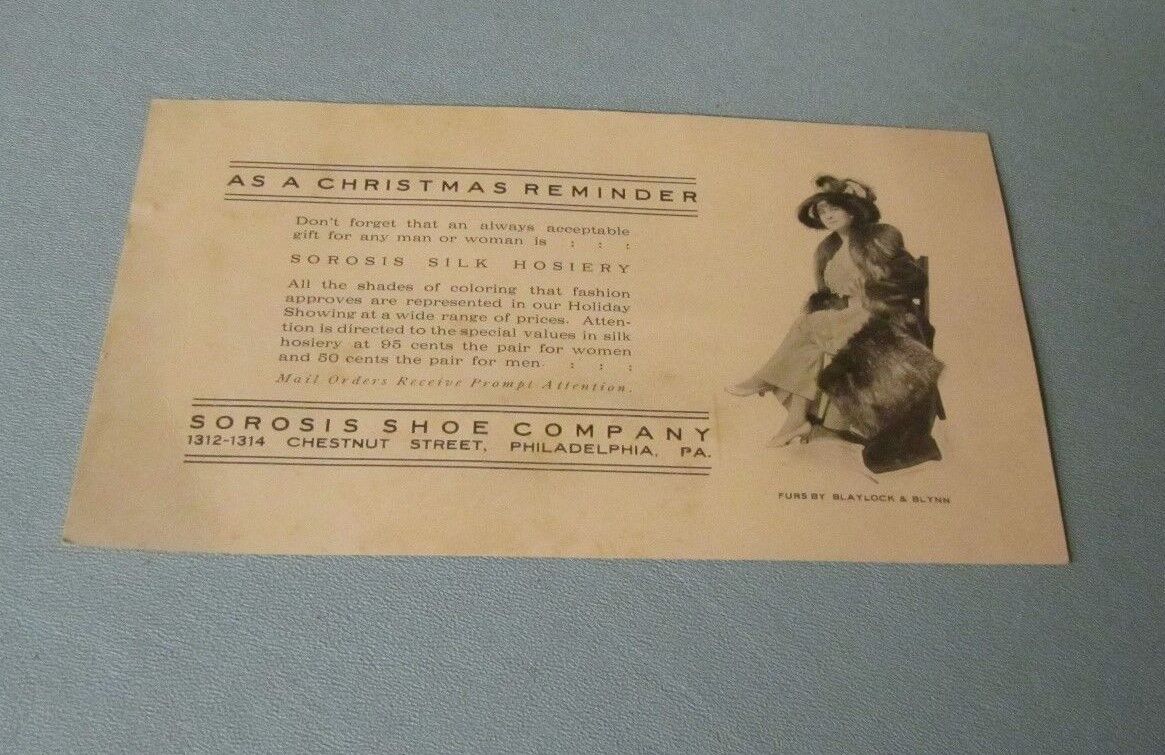 1917 Sorosis Shoe Company Advertising Christmas Card Philadelphia Pennsylvania