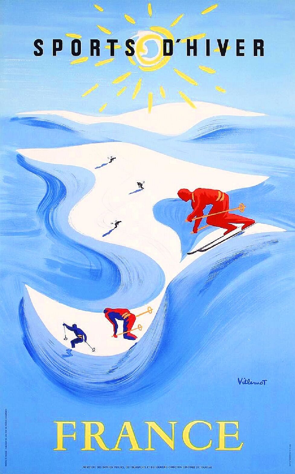 Sports d\' Hiver France European Winter Ski Europe Travel Advertisement Poster 