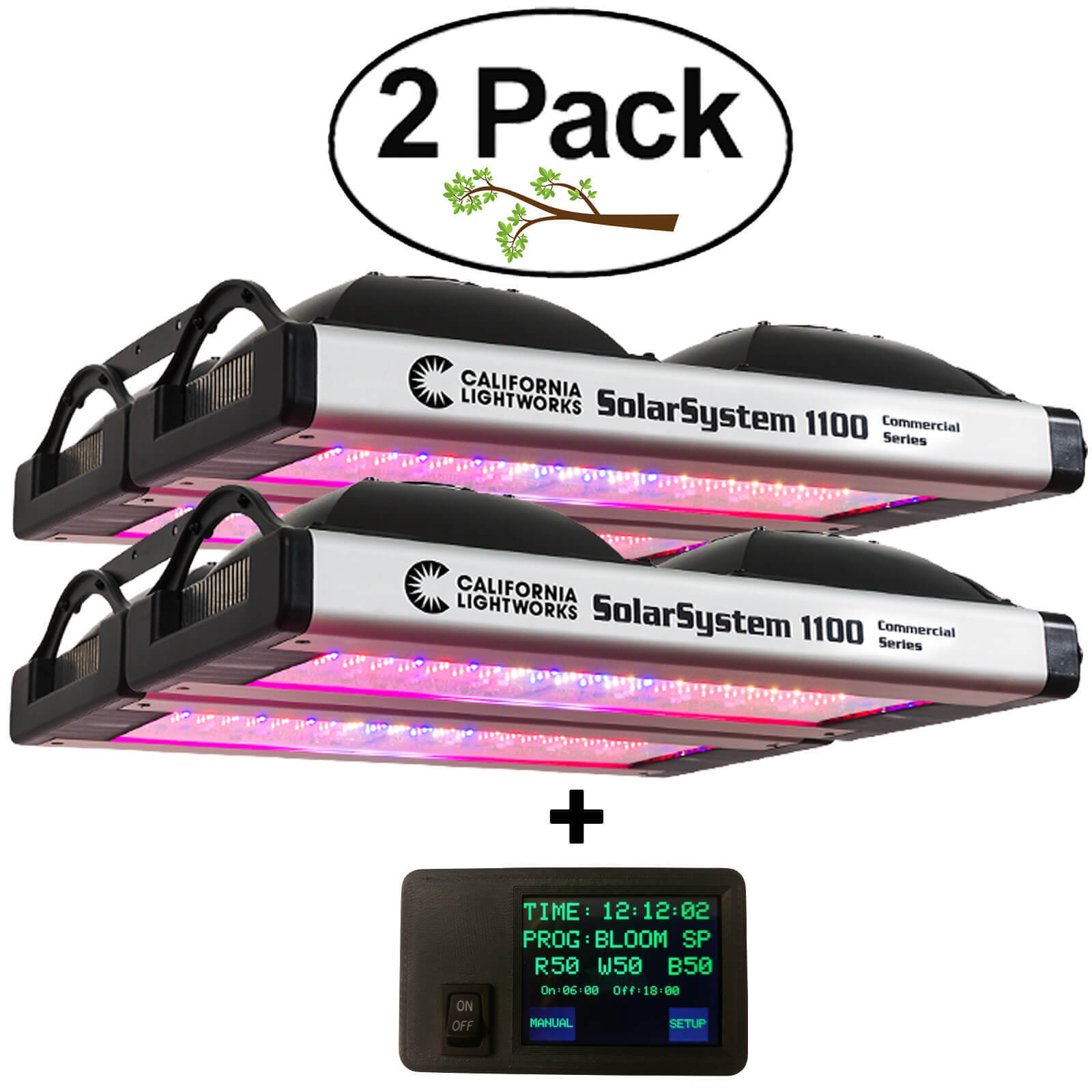 2 Pack - California Light Works SolarSystem 1100 LED Grow Light + CONTROLLER