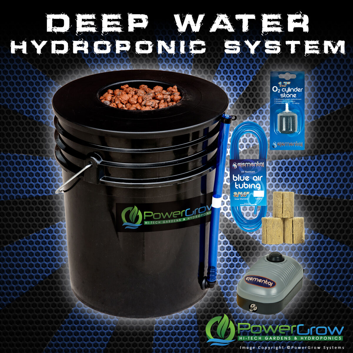 Deep Water Culture System DWC Hydroponic Kit - PowerGrow 6\