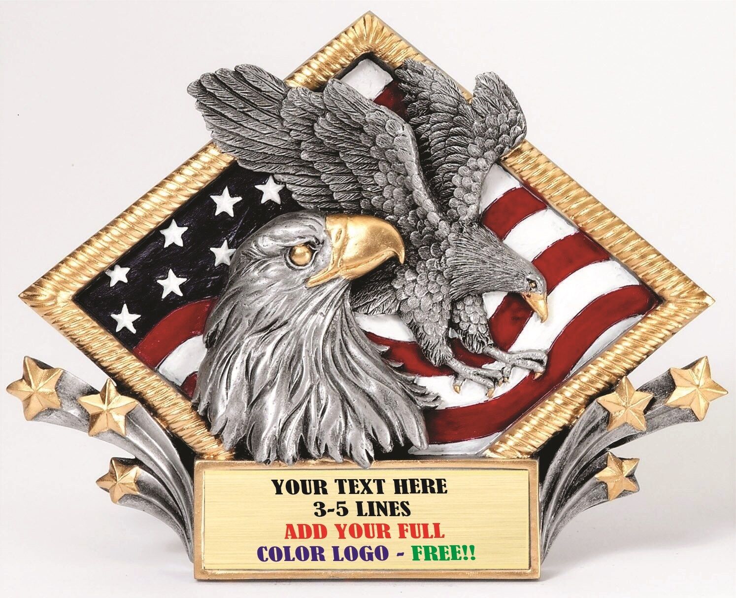 EAGLE AMERICANA RESIN TROPHY AWARD MILITARY POLICE FIRE FREE LETTERING MRDP08 ^