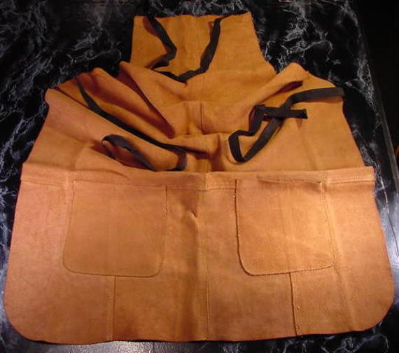 LEATHER WORK APRON w/ 2 POCKETS shop tool new no reserv