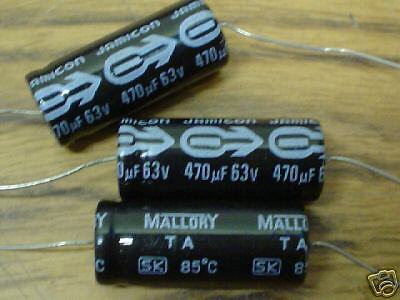 50pcs Mallory 63v 470uf Axial capacitors NEW