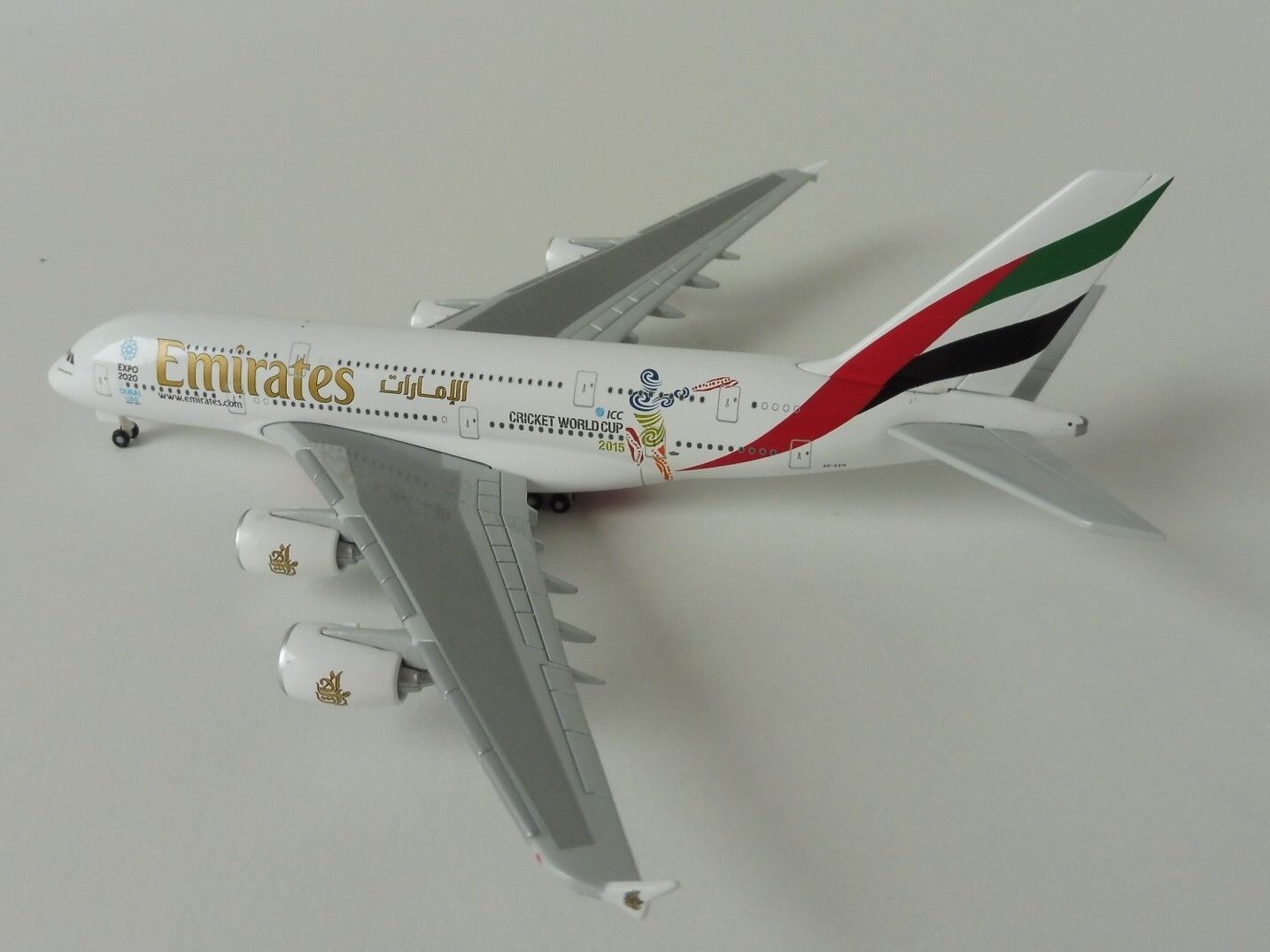 Airbus A380-800 Emirates Cricket World Cup 1/500 Herpa 527897-001 A 380 A380