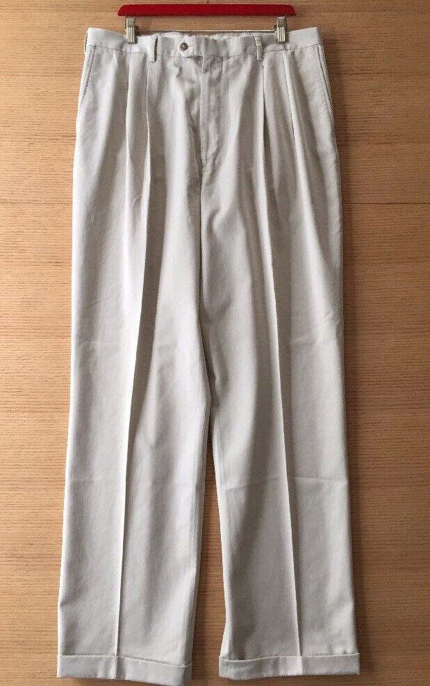 Eddie Bauer Mens Pleated Cuffed Pants Cotton NOS 38 x 33 Sand 4