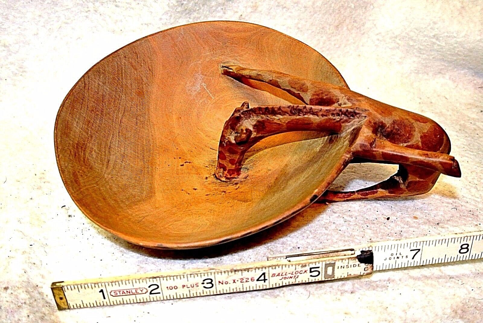 Vintage African Art Hand Carved Wood Water Ladle Scoop Giraffe Drinking Handle