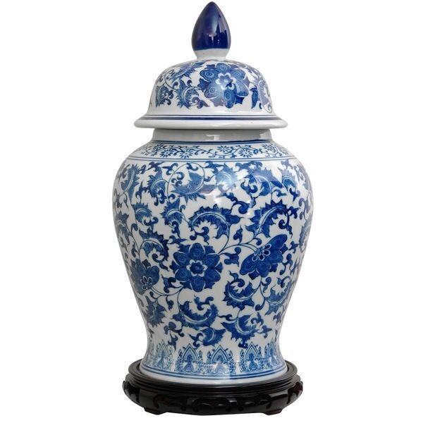 Handmade Porcelain Blue And White Chinese Temple Floral Vase 18\