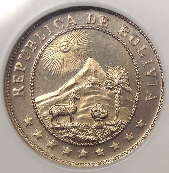 1935 Proof Bolivia 5 Centavos (5C) - NGC PR66 - Rare Superb Gem PF66 Coin