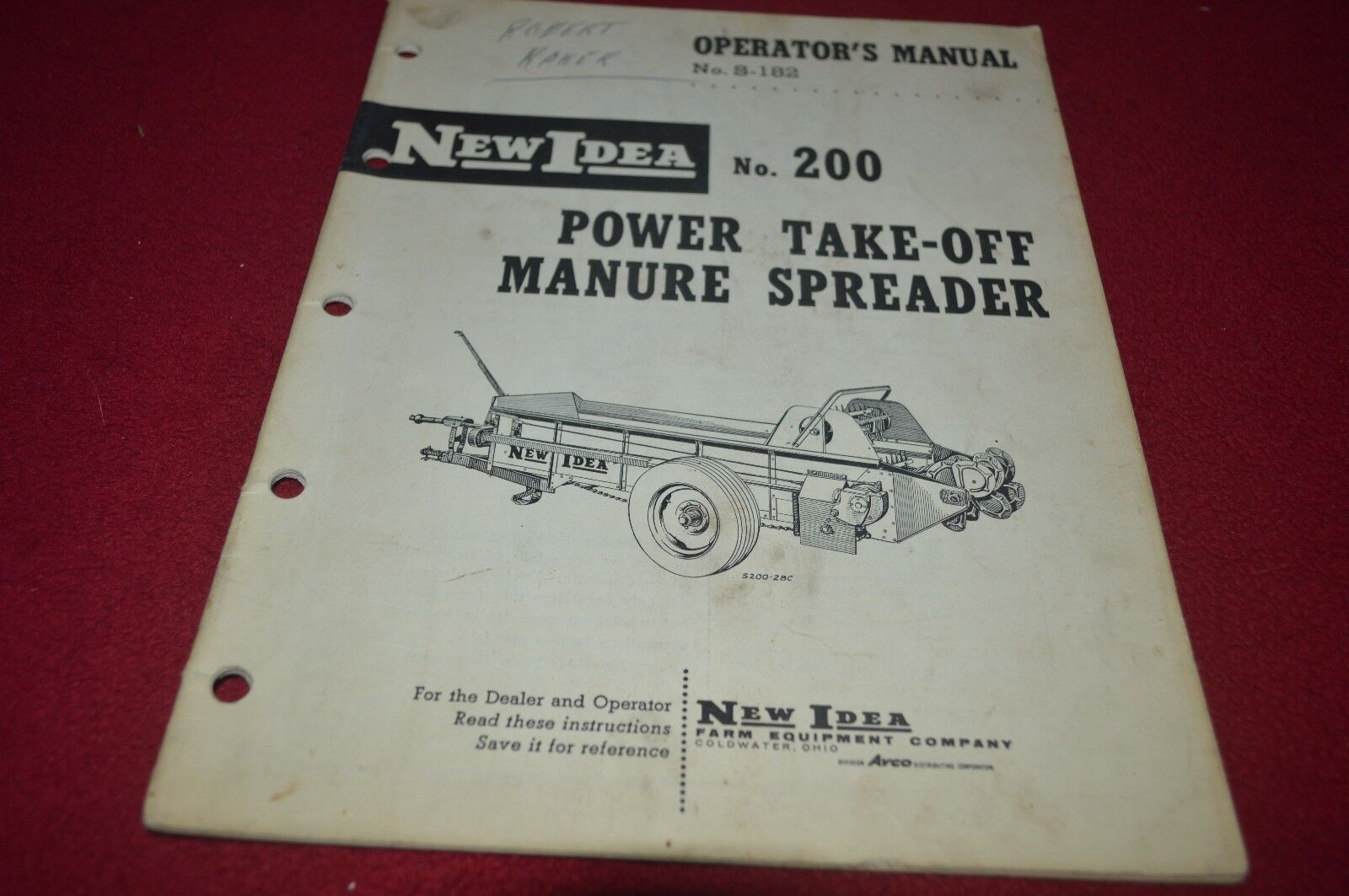 New Idea 200 Manure Spreader Operator\'s Manual DCPA6 