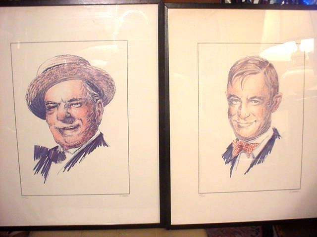  ANTIQUE WILL ROGERS AND W. C. FIELDS COLOR PRINTS 