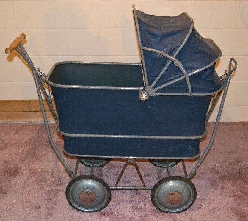 Antique Pram Baby or Toddler Carriage-Stroller TRAV-L-EEZ COACH Mahr-Bufton Blue