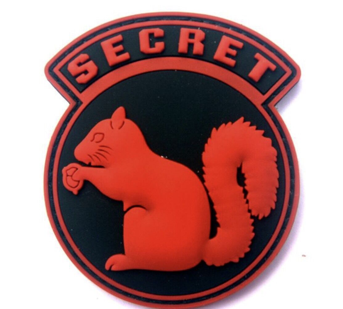 TOP SECRET SQUIRREL BLACK OPS ARMY CIA DEVGRU DELTA SF PVC Hook/Lp PATCH RED
