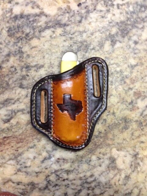 STATE OF TEXAS PANCAKE STYLE SHEATH FOR TRAPPER STYLE KNIVES 