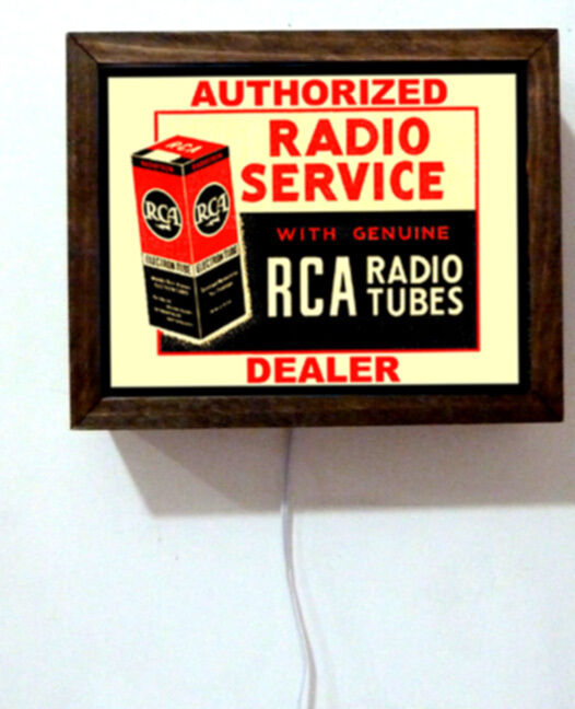 RCA Radio Tube Dealer Service Repair Light Lighted Sign