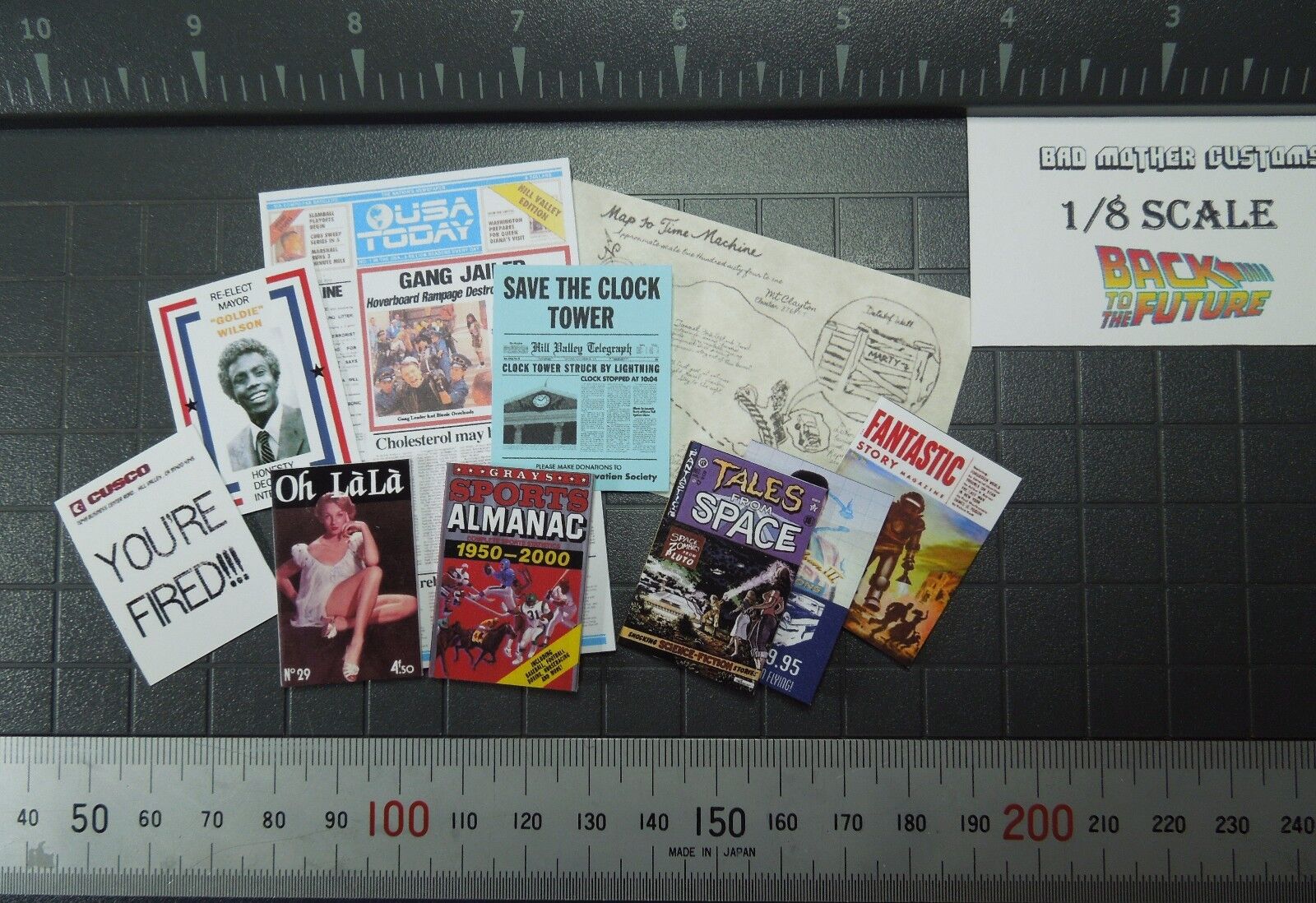 Back to the Future 1/8 scale Magazines and Documents for Eaglemoss Delorean