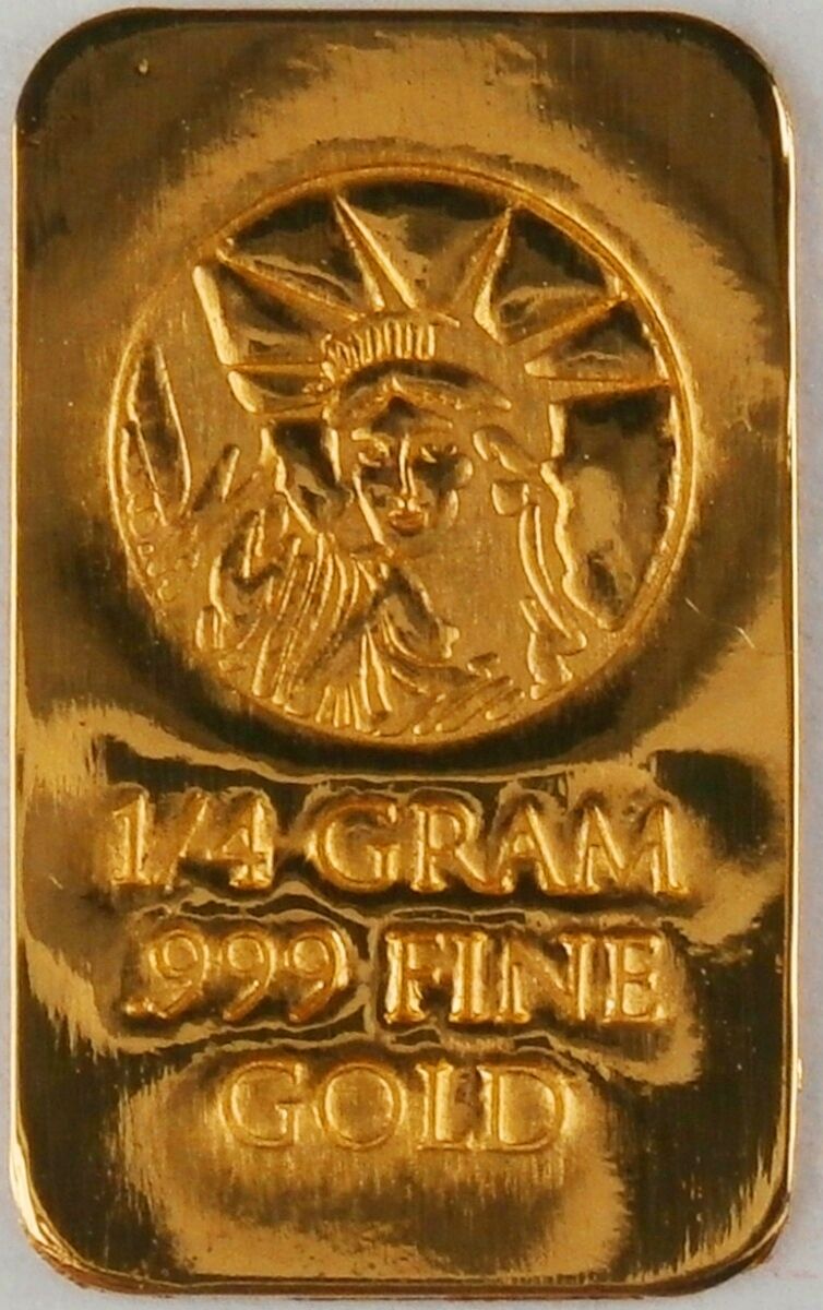 1/4 GRAM GOLD BAR OF 24K PURE .999 FINE GOLD STRATEGIC BULLION A2a