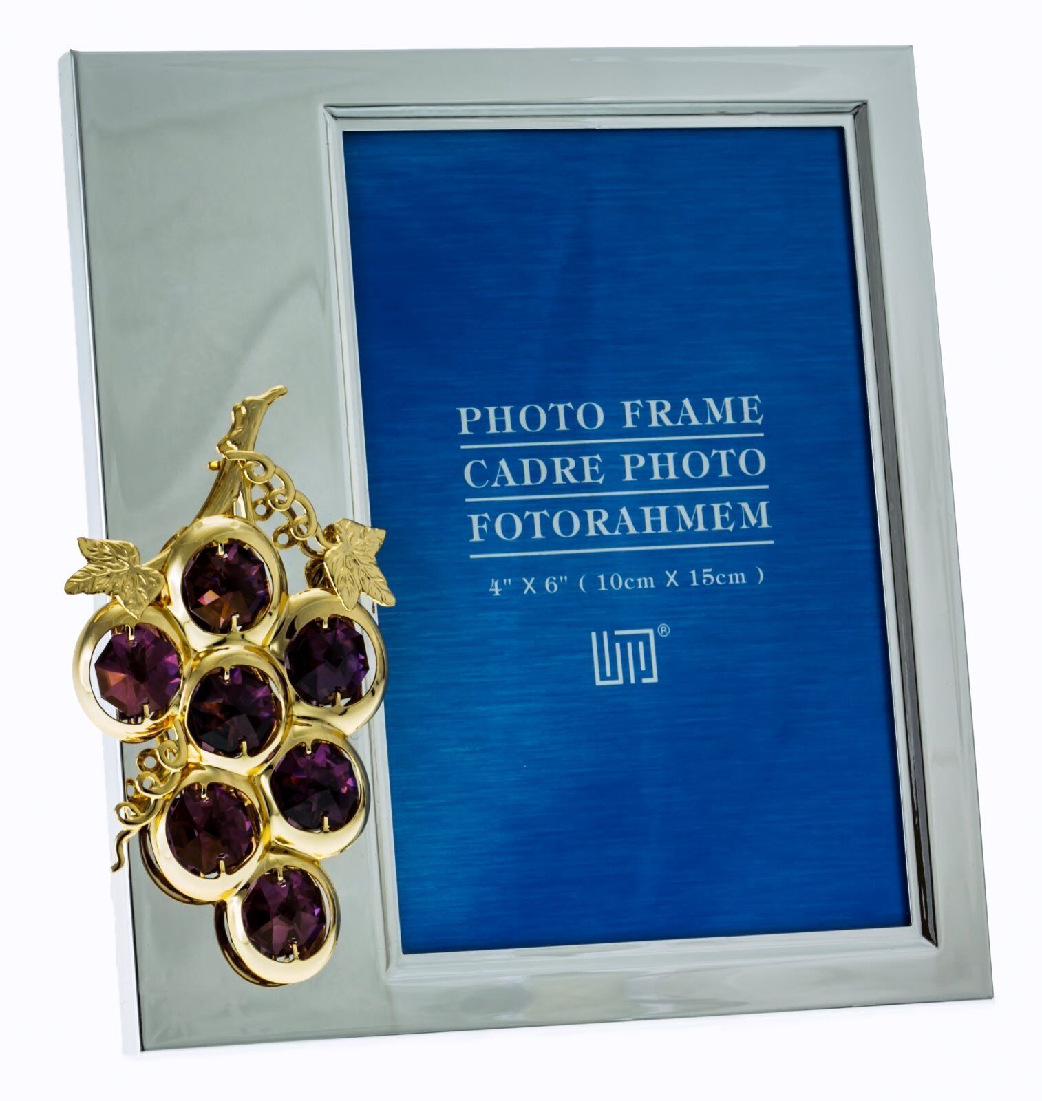 Silver Plated Picture Frame w/  Swarovski Crystal elements Grape Vine 