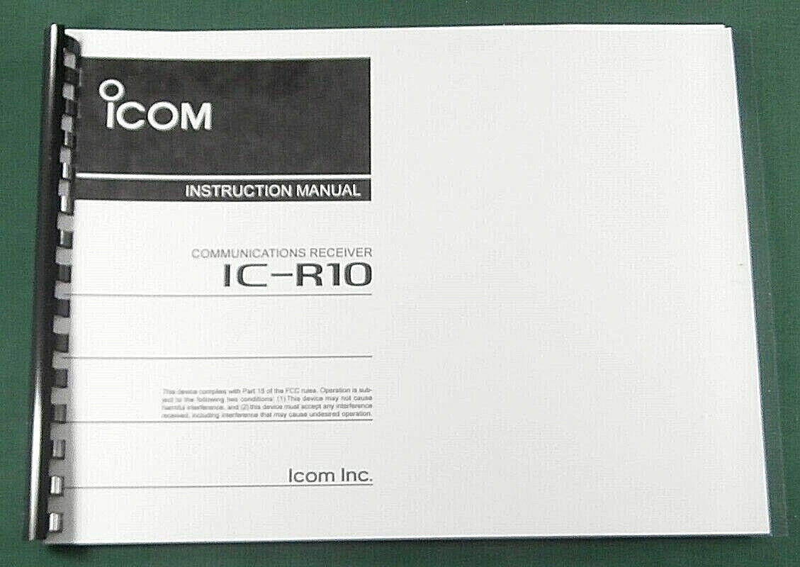 Icom IC-R10 Instruction Manual: Premium Card Stock Covers & 28lb Paper