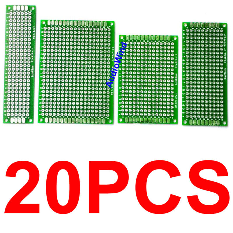 20x Double-Side Prototype PCB Board, 5x7 4x6 3x7 2x8CM ,PCB-Kit1-G