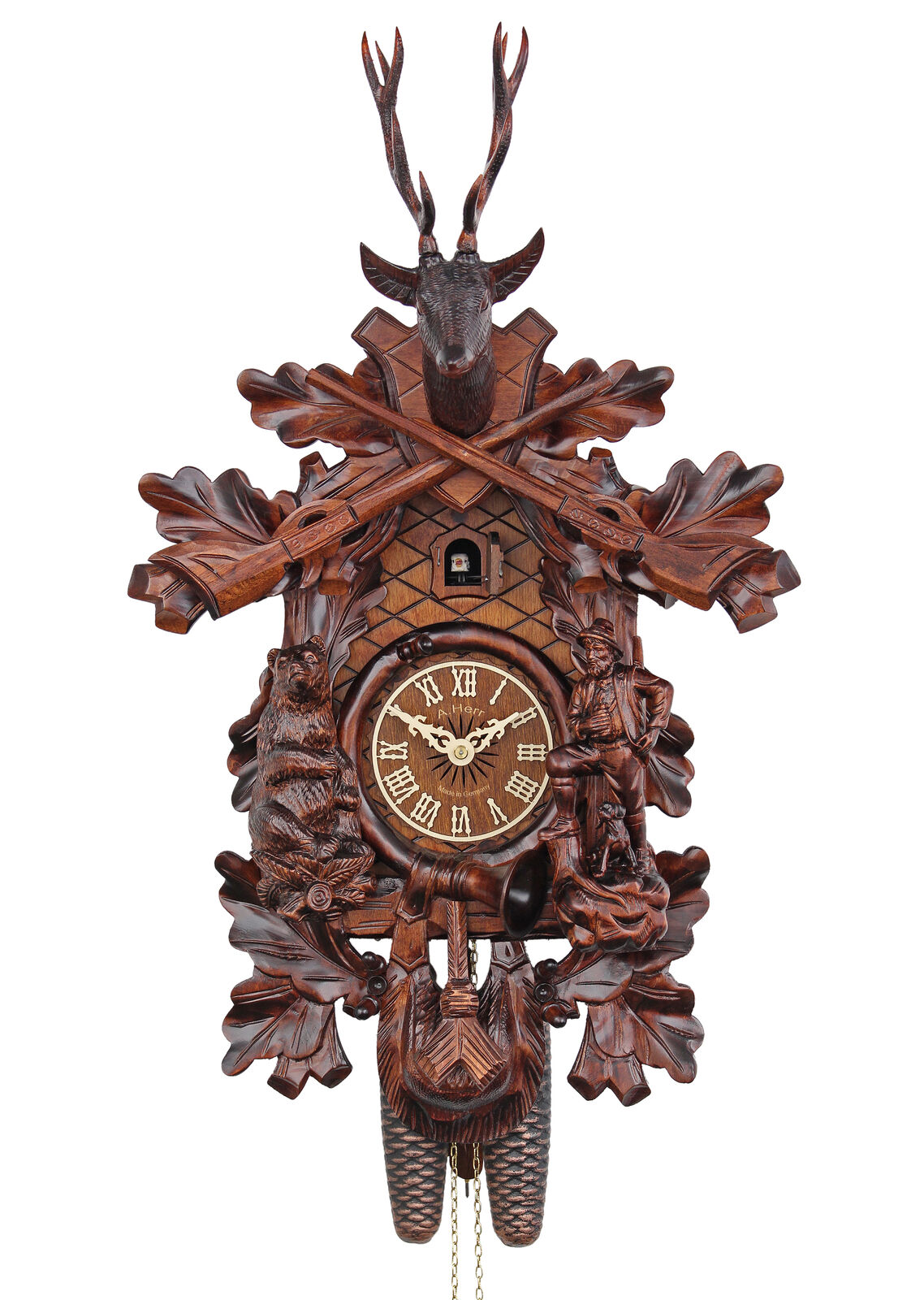 HerrZeit by Adolf Herr Cuckoo Clock - The Bear Hunter (S) AH 374/1 8T NEW