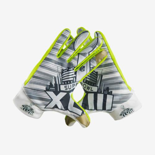 Nike Fan Super Bowl Edition XLVIII 48 SEATTLE SEAHAWKS Football Gloves GF0377 