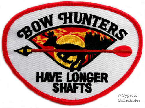 BOW HUNTER iron-on PATCH arrow deer hunting HUMOR SHAFT embroidered NOVELTY GIFT