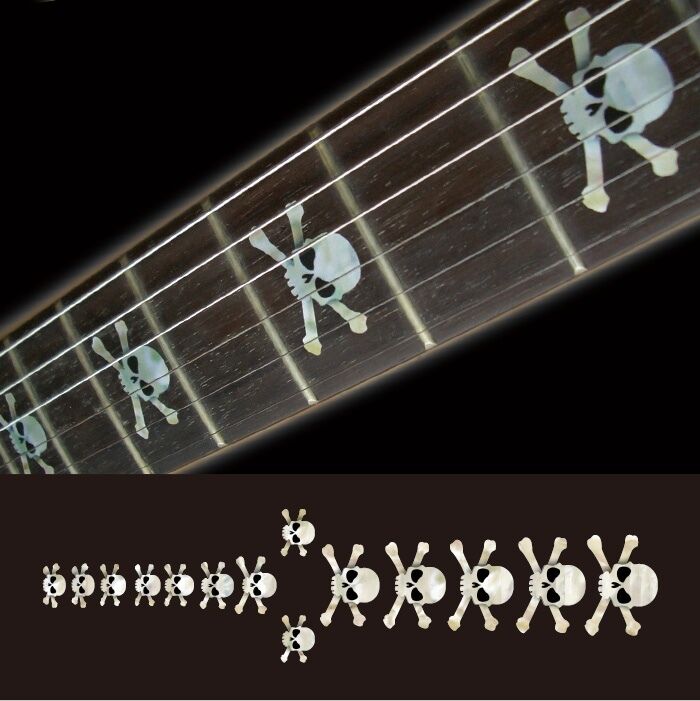 Skull (White Pearl) Fretboard Markers Inlay Stickers Decals Guitar