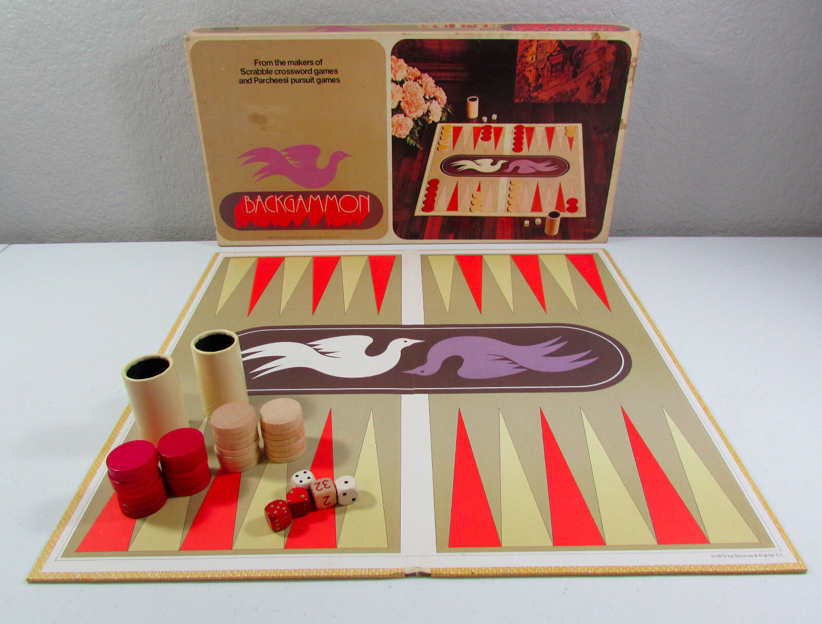 Vintage 1975 Backgammon Selchow & Righter S And R Board Game Original Box