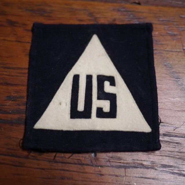 Vintage WWII “US” Non-Combatant Civilian Navy Blue White Wool Small Patch 4”x4”