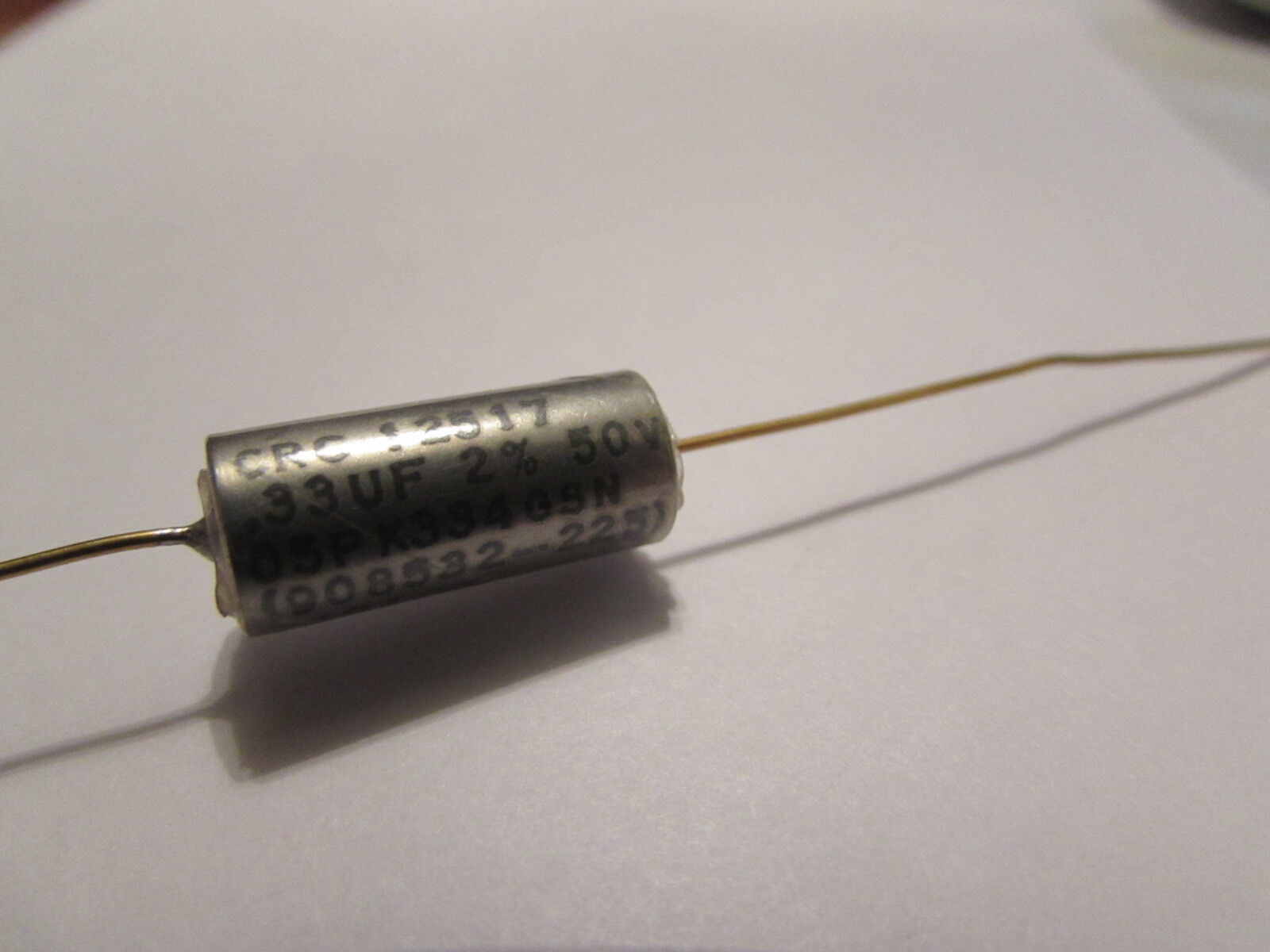 .33uF 50V 2% CRC Polycarbonate Axial GOLD Lead Capacitor 05PK334GSN NOS USA, 1pc