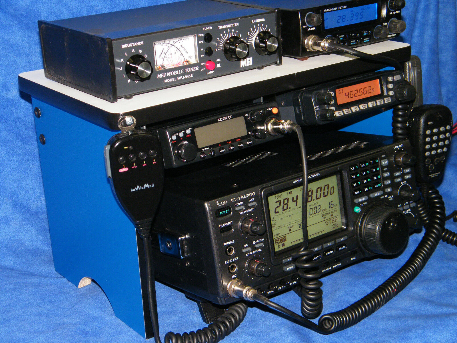 CB Radio Bench Mount Rack Stack or Ham Radio  Amplifier Antenna Mike 