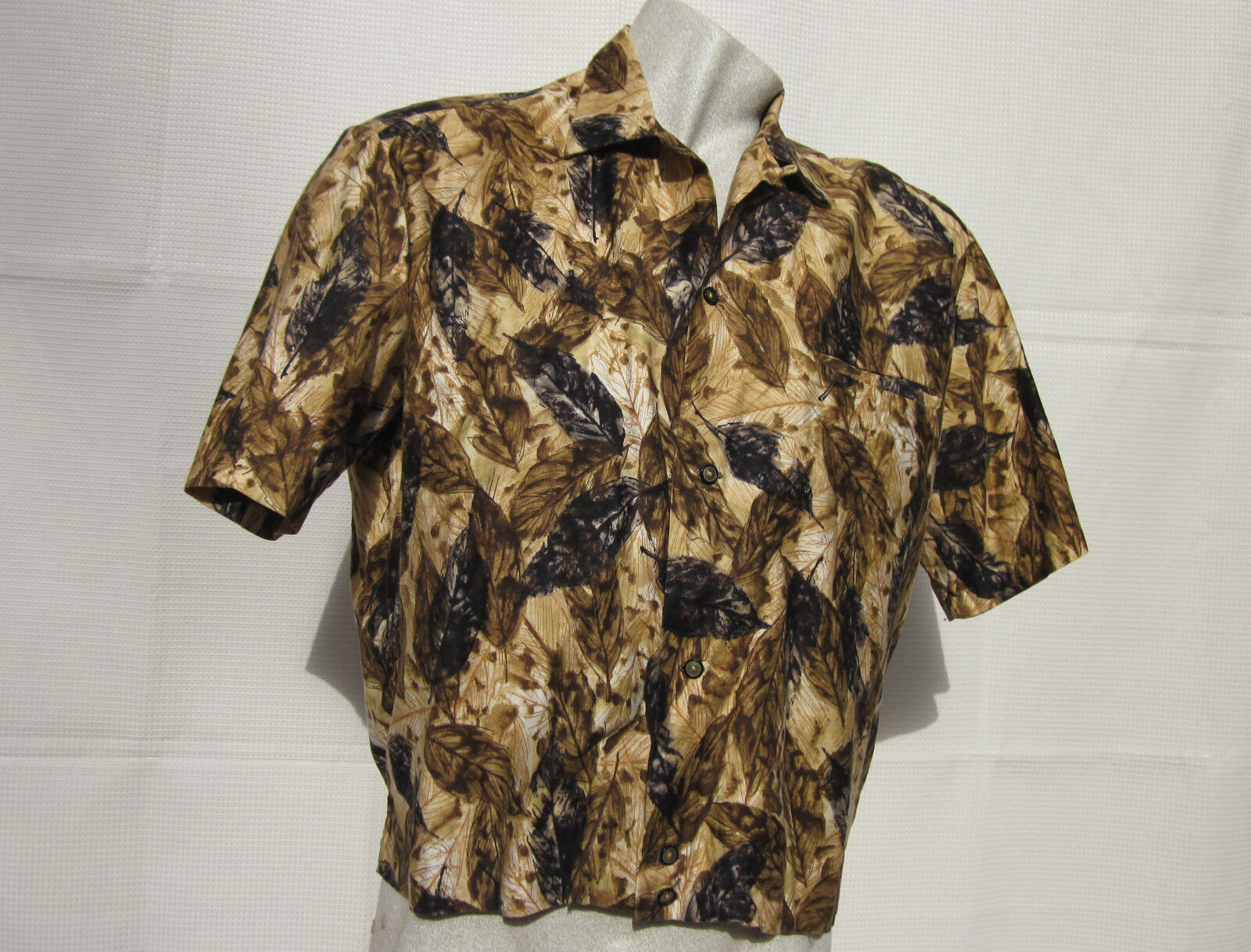 Vintage 1950-60s Hawaiian Shirt Lauhala Shirt Jack 2-tone buttons LOOK  L