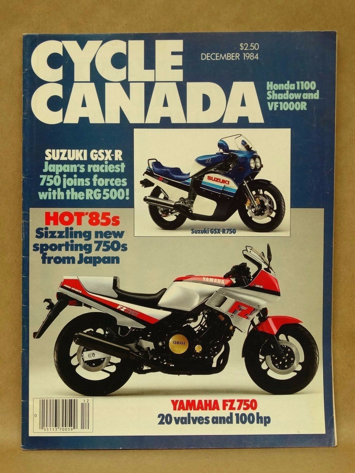 Vtg December 1984 Cycle Canada Motorcycle Magazine Yamaha FZ750 Suzuki GSX-R750