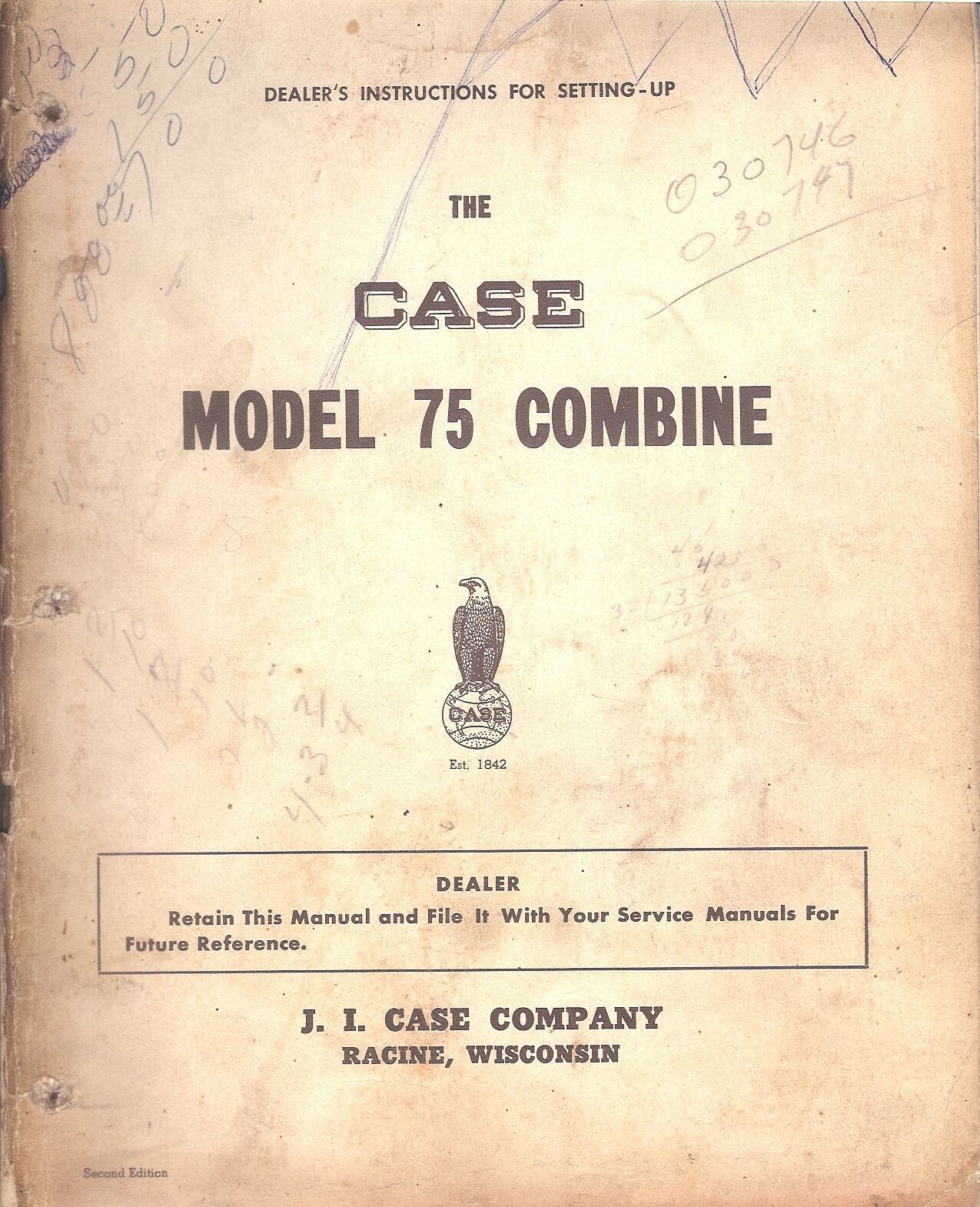Farm Manual - Case - 75 - Combine - Dealer Set-Up Instructions c1950\'s (FM302)
