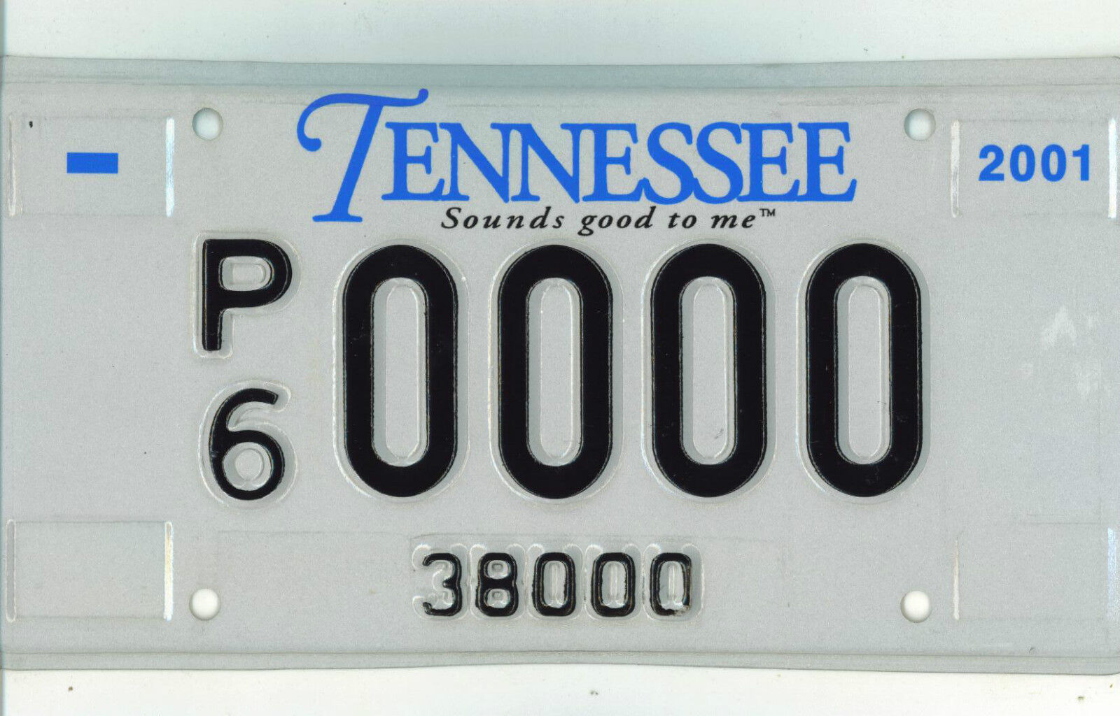 2001 Tennessee P6 38,000 Sample License Plate P6 0000 $4.00 Shipping In US