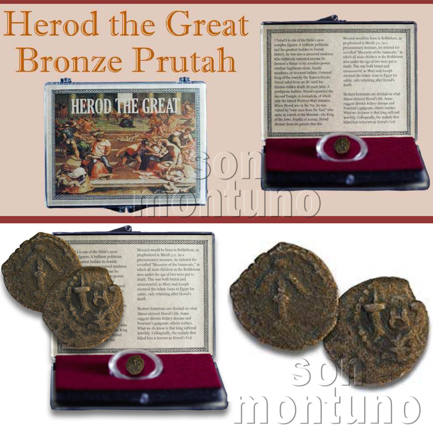 HEROD THE GREAT - 2000 Year Old Ancient Jewish Bronze Prutah Biblical Coin JUDEA