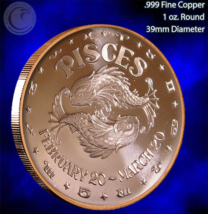 Pisces Horoscope Collection 1 oz .999 Copper Round 