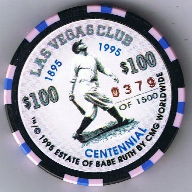 Babe Ruth Las Vegas Club $100 Commemorative Centennial Casino Chip Las Vegas Nv