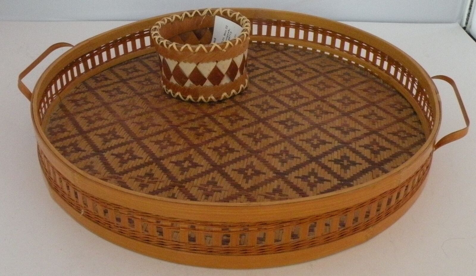 Shungnak Native American Birch large tray & Bark Basket by Sophie Cleveland 