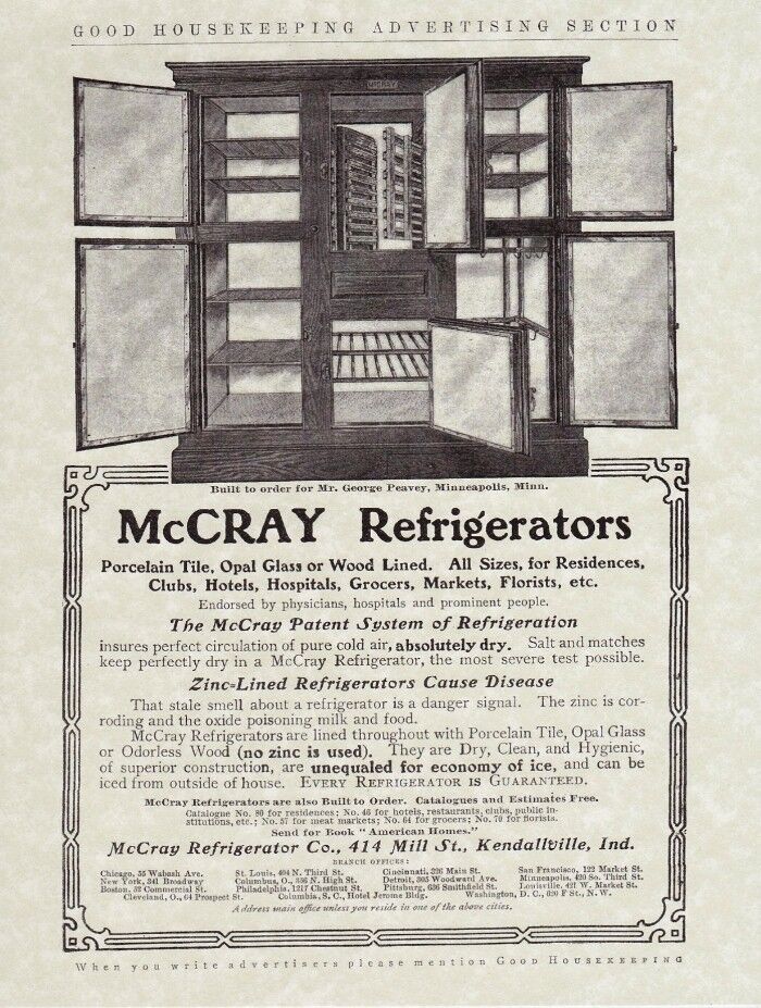 MCCRAY Wooden REFRIGERATOR Antique 1905 Oak ICE BOX Chest 8x10\