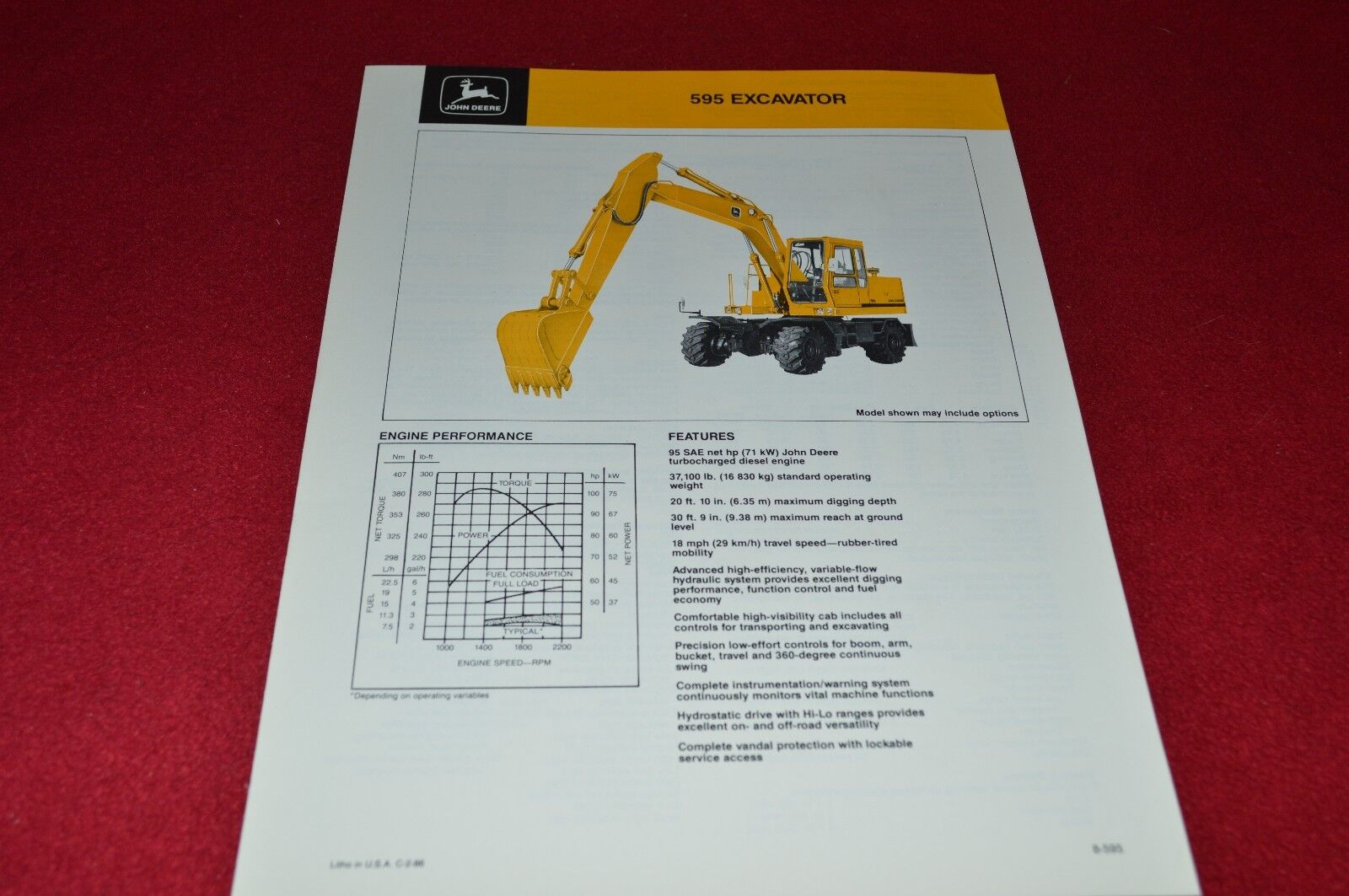 John Deere 595 Wheel Excavator Dealer\'s Brochure YABE14 