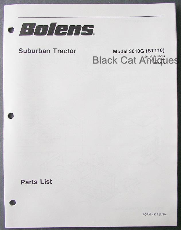 Original 1989 Bolens Suburban Tractor Parts List Model 3010G (ST110) Form 4337