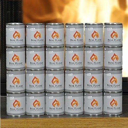 Gel Fuel 24 Pack Fire Cans Real Flame Fueled Indoor/Outdoor Fireplace Heat Fire
