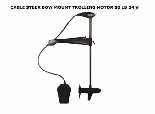 BOW MOUNT CABLE STEER TROLLING MOTOR 80 LBS 24v Foot Control CaymanPro
