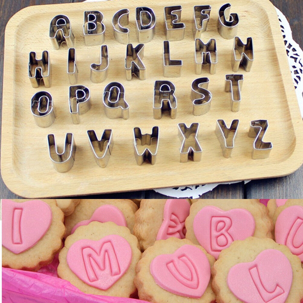 DIY 26Pcs Biscuit Cake Mold Cutter Letters Alphabet Shape Mould Fondant CookieL7